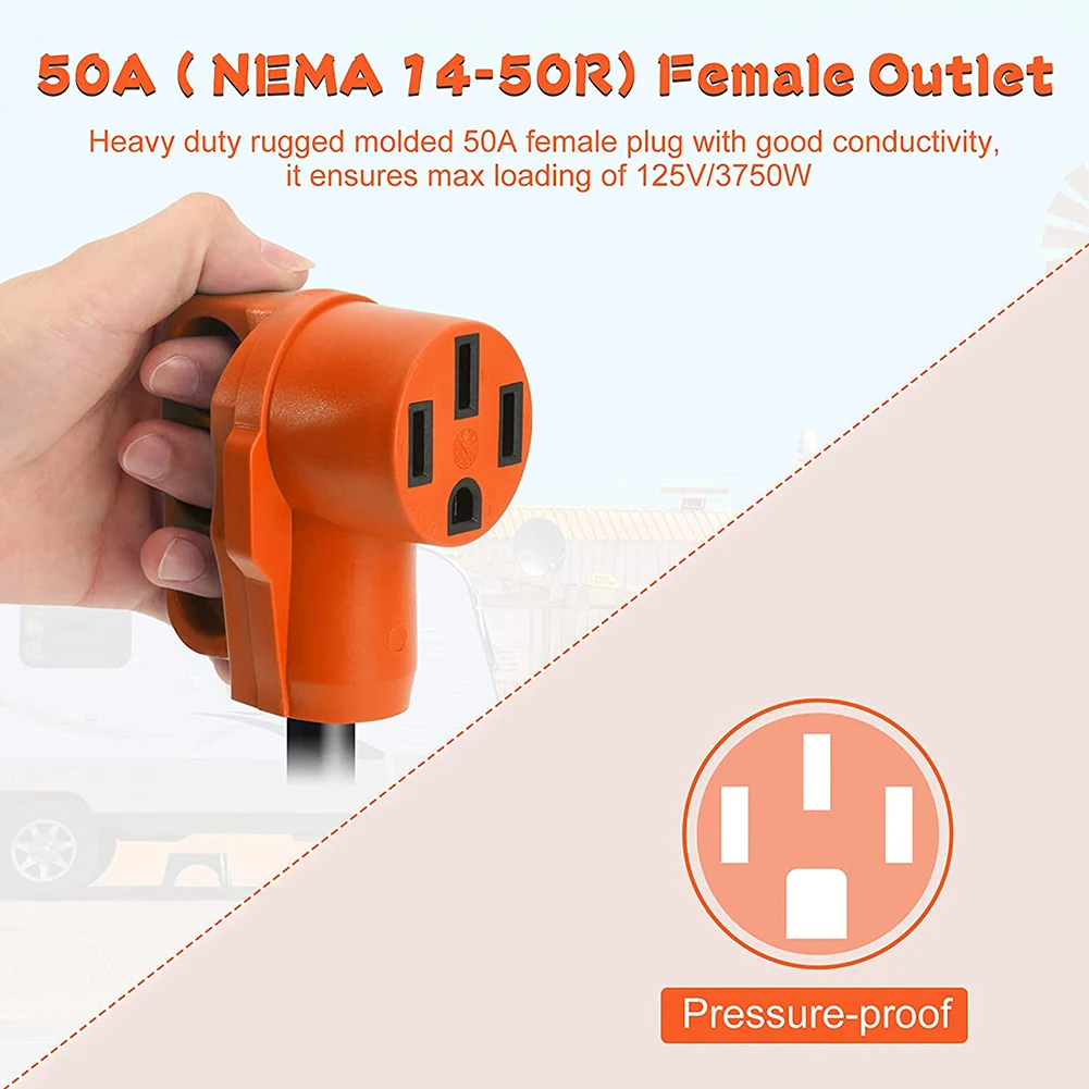 

30 Amp to 50 Amp RV Plug Adapter US 30A Male to 50A Female Cord 125V with Handle for Air Conditioner Refrigerator Microwave Oven