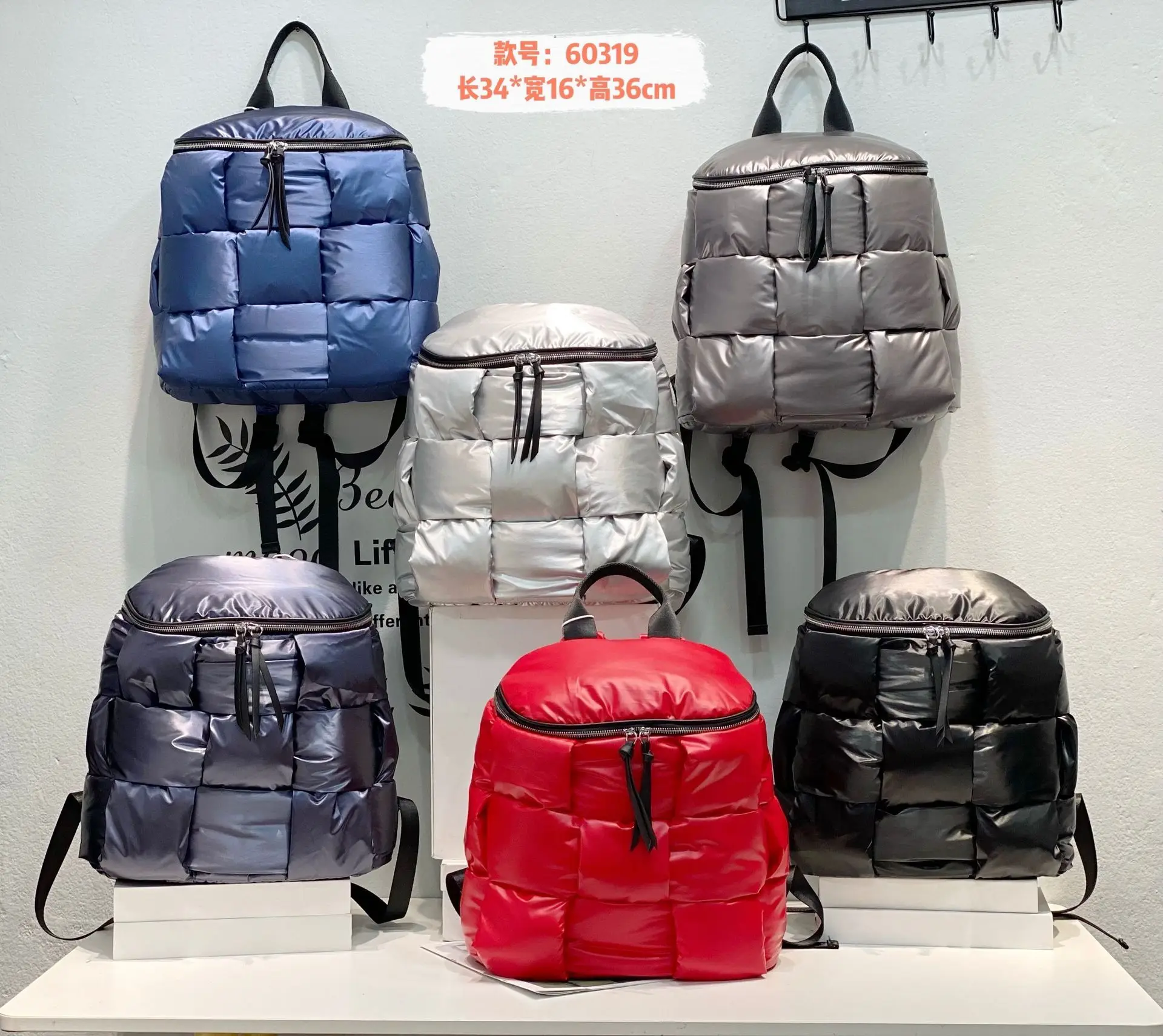 Fashion Trend Cotton Padded Jacket Space Cotton Air Bag Shoulders Down Quilted School Bag Casual Simple Big Backpack 2022 Winter
