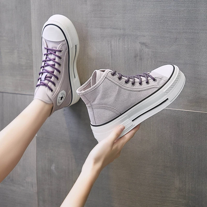 White Casual Shoes Women Platform Sneaker Black Vulcanized Shoe Summer Comfortable Flats Woman Internal Increase