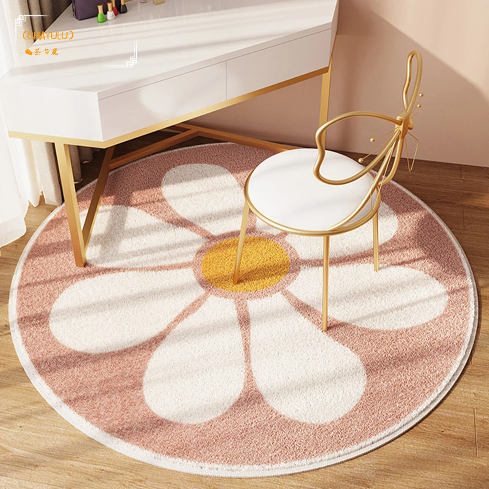 

INs Sunflower Cartoon Dog Round Carpet Anti-slip Children's Playground Soft Plush Rugs Coffee Table Rug Living Room Floor Mats