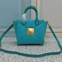 ladies luxury handbag top leather shopping bag metal big rivet designer bag versatile shoulder messenger bag fashion womens bag