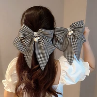 new chiffon girls bow pearl hair clips trendy ribbon hairpin temperament bow ladies headwear hair accessories gifts heawear