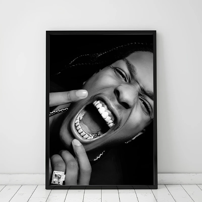 Черно-белый постер Асап Рокки Лил Уэйн Снуп Догг на холсте