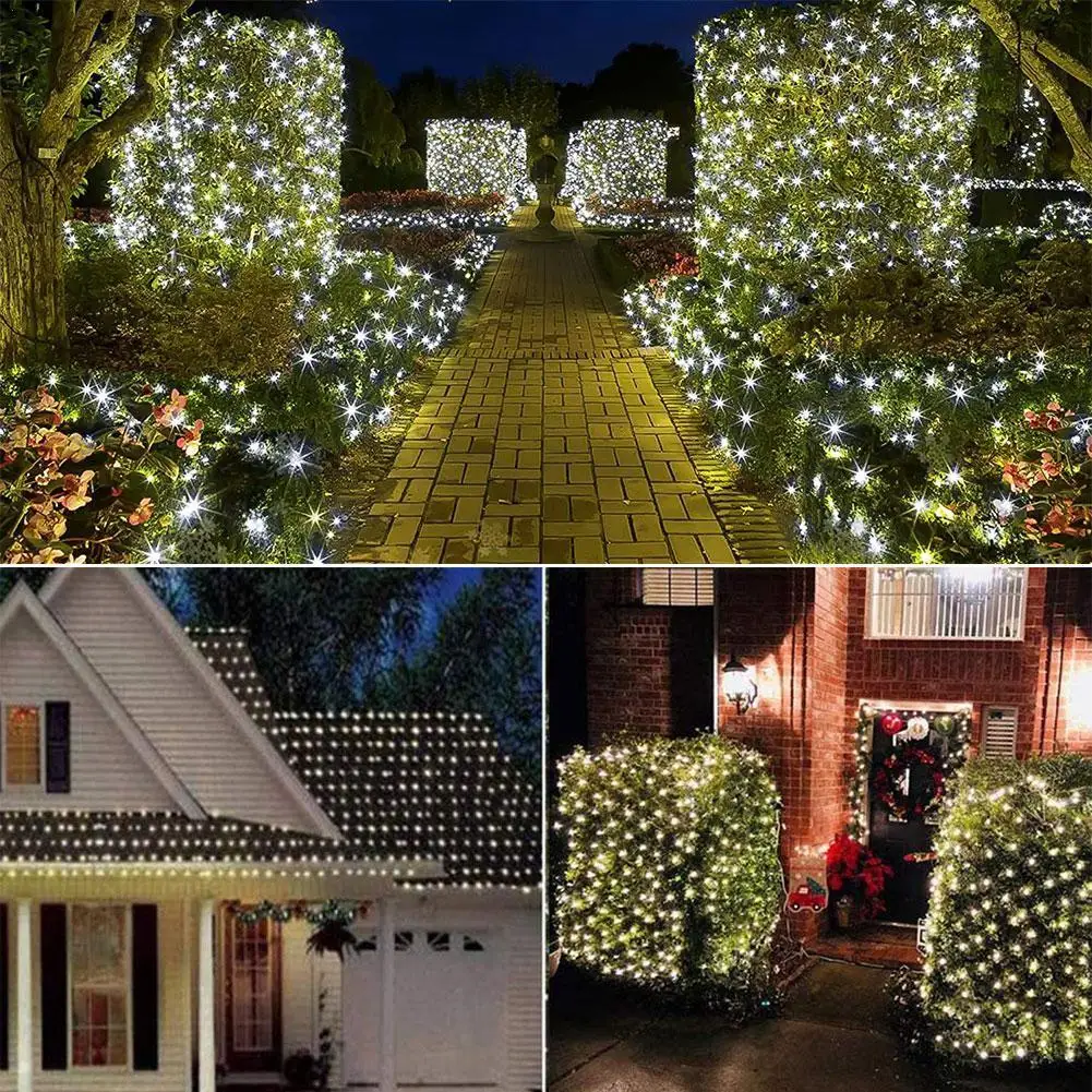 

Net Mesh Solar String Lights 2M*3M 200 LED Solar Fairy Lights Waterproof White Twinkle Lights Outdoor Decoration For Trees Patio