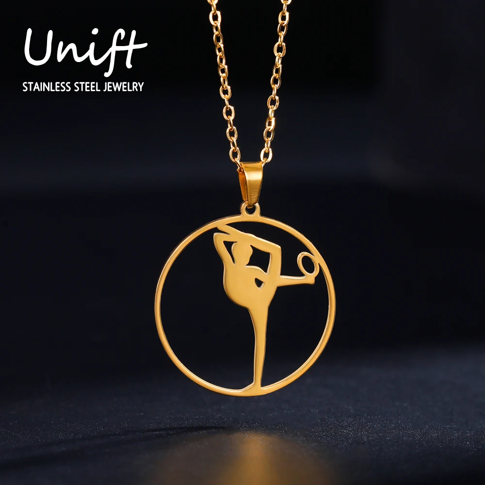 Unift Художественная гимнастика балерина Женская цепочка на шею из нержавеющей