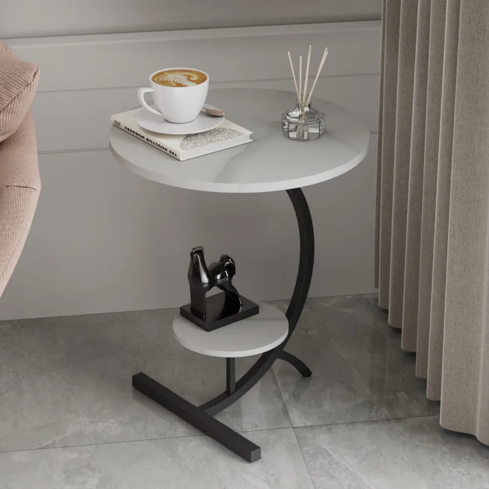 

Sofa Side Table Living Room Light Luxury Corner Table Rock Board Side Table Balcony Small round Table Bedside t Coffee Table