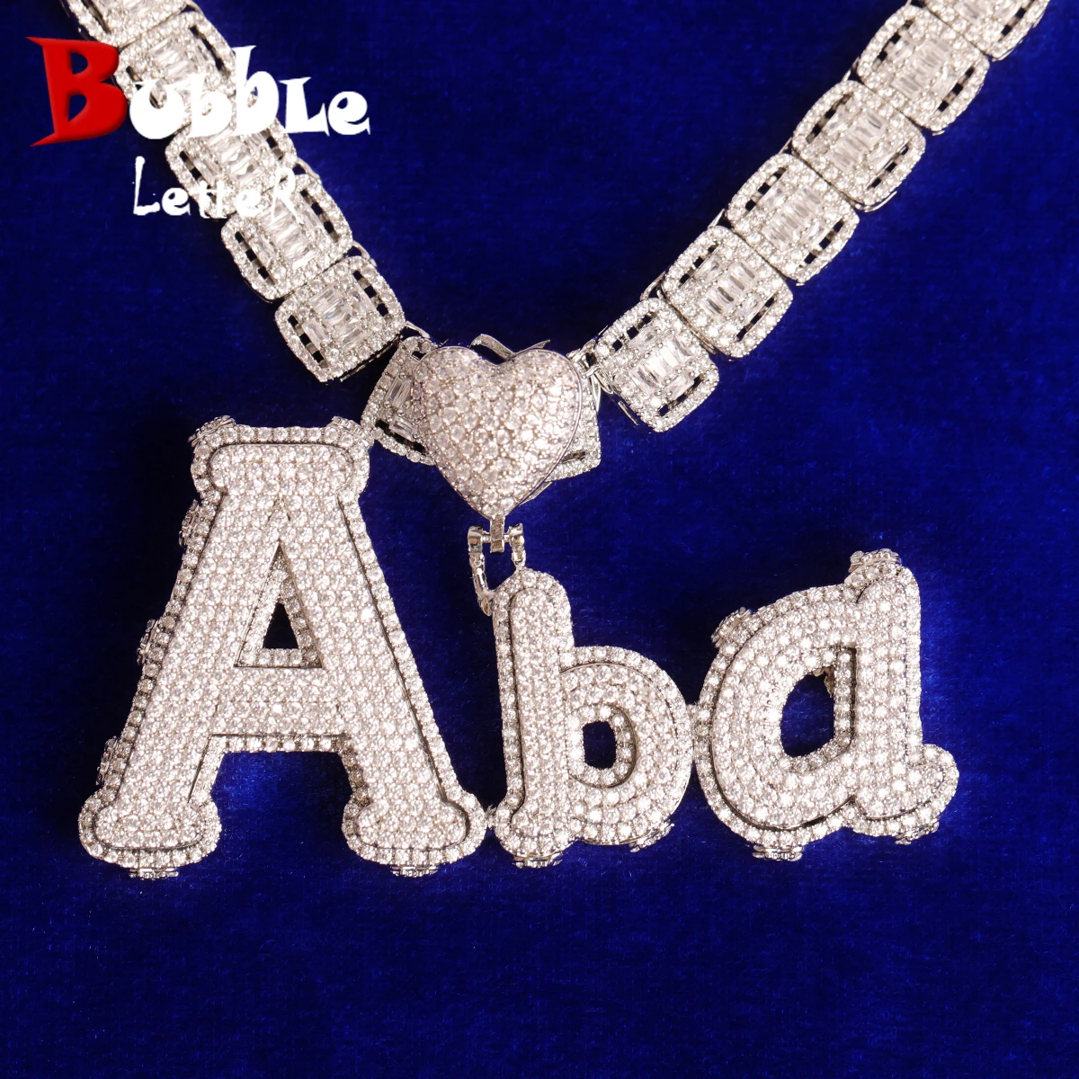 Bubble Letter Custom Name Necklace for Women Personalized Pendants Rapper Iced Out Charms Real Gold Plated Hip Hop Jewelry
