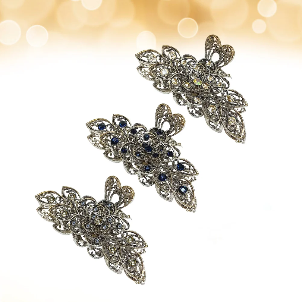 

3 шт. зажим для волос металлический коготь для волос большой коготь для волос Ретро Винтажный зажим для волос Стразы зажим для волос