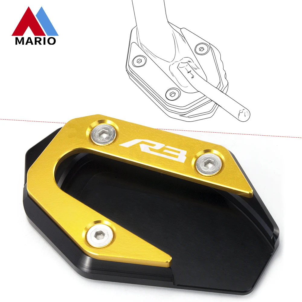 

CNC Aluminum Side Stand Kickstand Extension Enlarger Plate For YAMAHA YZF R3 YZFR3 2015 - 2020 R25 YZFR25 2013 - 2018 R 3 25 Red