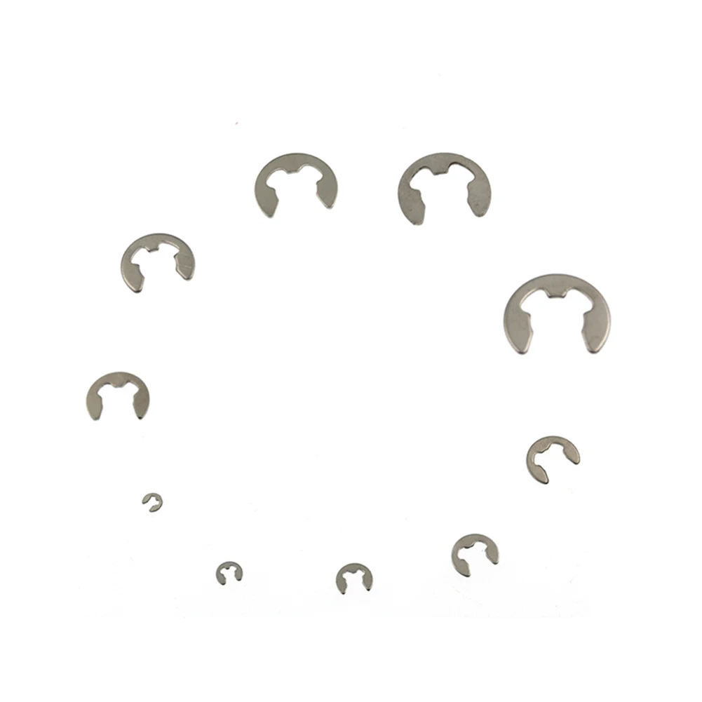 

Retaining Ring Snap Ring Set E Type E-Clip M1.5-M10 Parts Silver Tone 200PCS