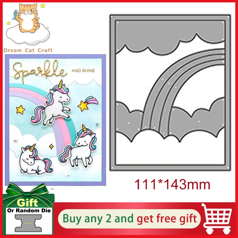 

2022 прямоугольные металлические Вырубные штампы Форма Радуга облака рамка для скрапбукинга бумаги рукоделия ножа форма лезвие Дырокол траф...