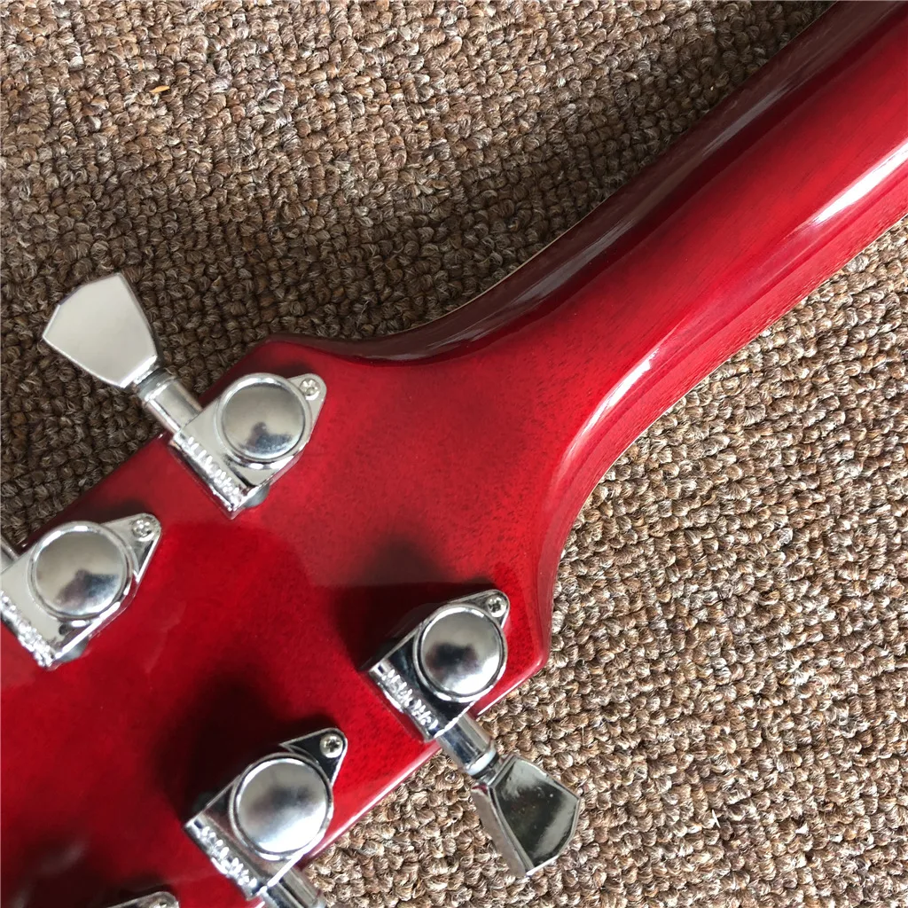 Новое поступление красная электрическая гитара с черным грифом и красочным