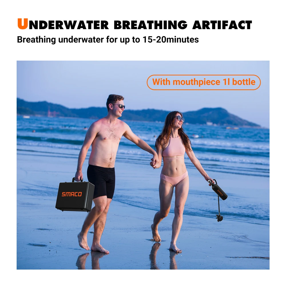 Smaco S400 Scuba Diving Equipment Scuba Diving Tank Oxygen  Cylinder Snorkeling Equipment Aluminum Alloy Box Snorkeling Kit