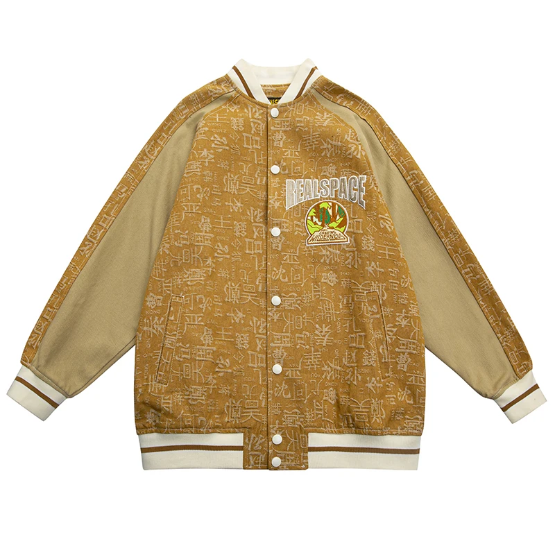 

Осенняя куртка-бомбер большого размера, Мужская мешковатая куртка с китайской вышивкой, модная Уличная Повседневная бейсбольная верхняя одежда, мужские топы, 2XL