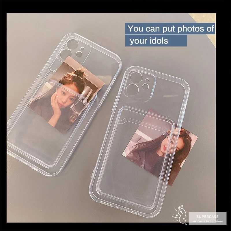 

Card Holder For Infinix Note 12 11 11S Zero X Neo Pro Smart 6 HD 5 Phone Case Transparent Wallet Card Package Slots Soft Cover
