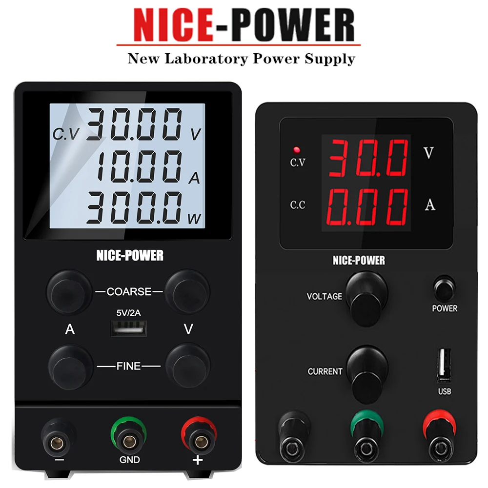 

Nice-power Adjustable DC Power Supply 30V 10A Lab USB Digital Bench Stabilized LED Voltage Regulator Stabilizer Switch Supply