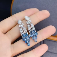 meibapj 100 real 925 sterling silver natural london blue topaz fashion drop earrings fine charm jewelry for women