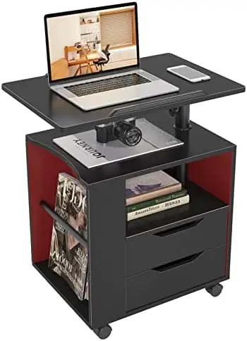 

Adjustable Nightstand Movable Bedroom Side Table Overbed Bedside Table Stackable End Table Cabinet for Storage