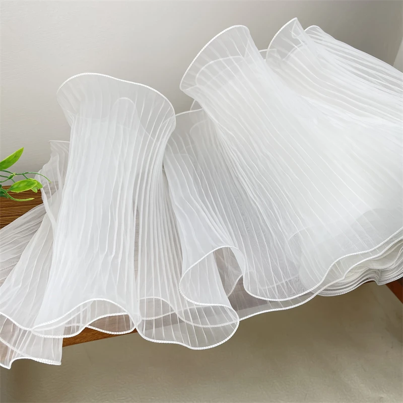

Organza Ruffle Sheer Lace Fabric, DIY Clothing Skirts, Kids Clothes, Pleated Trim, Home Textiles Accessories, High Quality