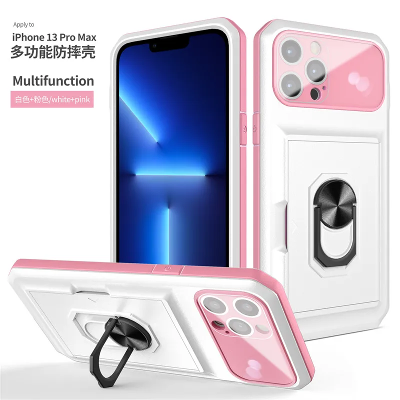 

Magnetic Ring Holder Case for iPhone 13 Pro Max 5G Multi Function Card Slots Ring Holder Back Cover for iPhone 13 Pro 13Pro 5G