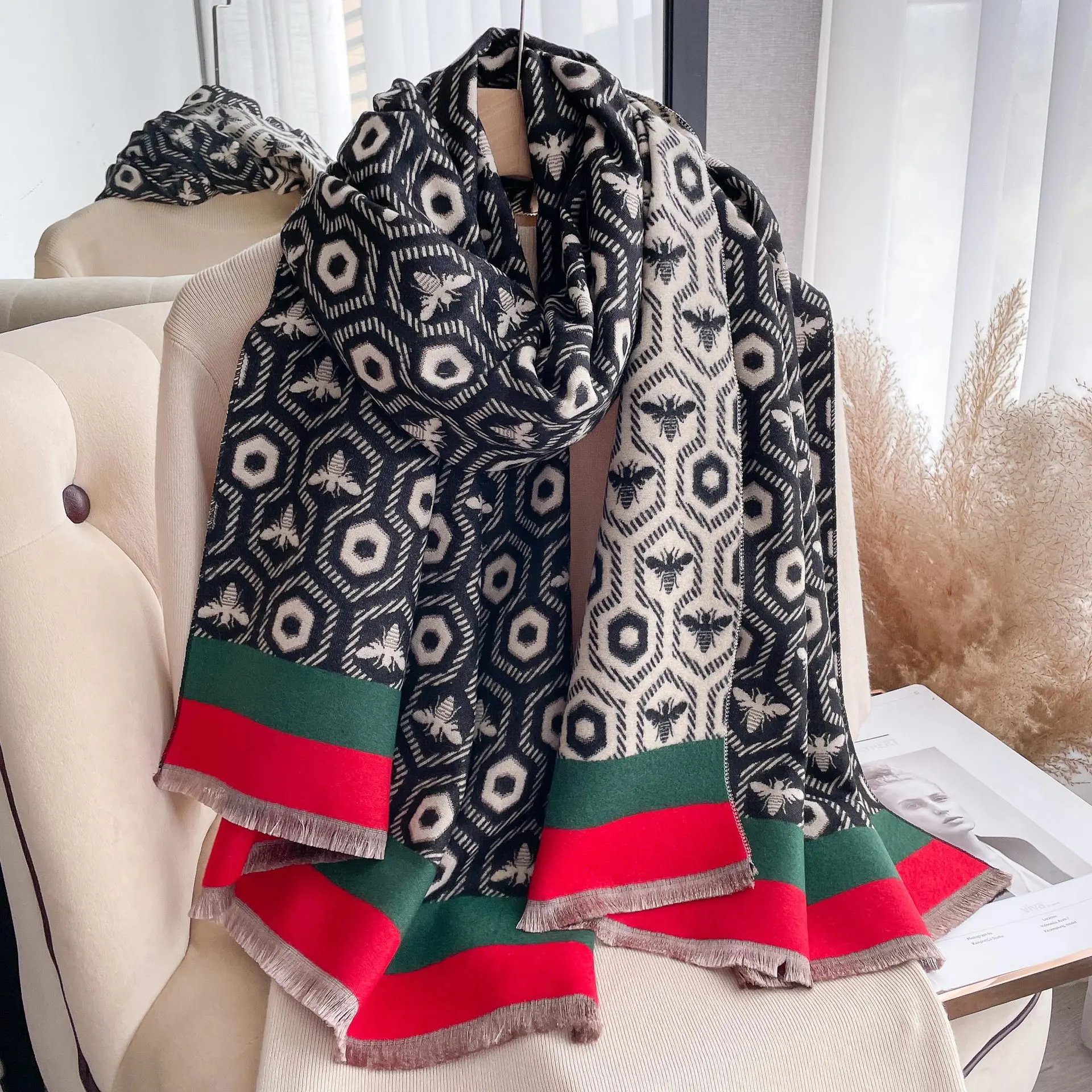 

2023 Long Designer Winter Shawls And Wraps Cashmere Scarf Women Hijab Thick Blanket Bufanda Echarpe Neckerchief Ladies Pashmina