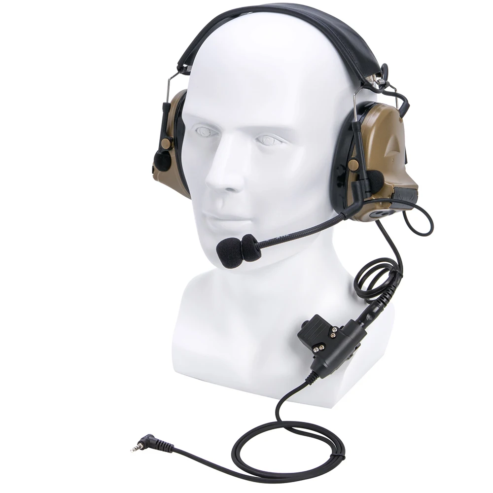 

U94 PTT+brown Tactical Headset and Noise Reduction Hearing Protection Shooting Headphone For VERTEX VX-5R VX-3R Retevis RT40