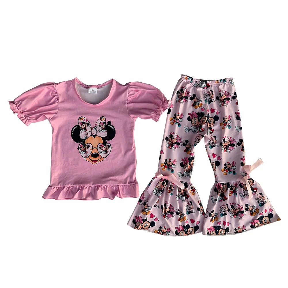 

Оптовая продажа, Мультяшные наряды на День святого Валентина, розовые женские комплекты с короткими рукавами, рисунком мыши, сердца, колоко...