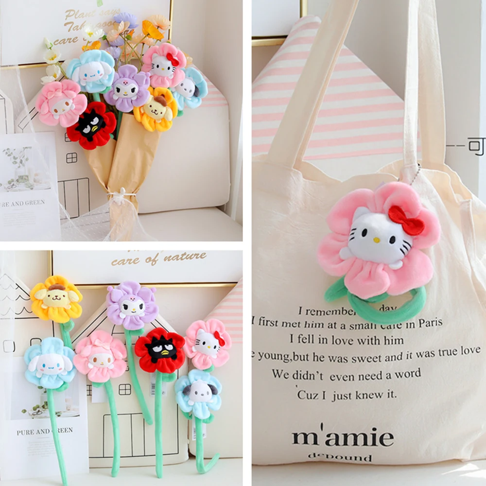 

Мультяшные мягкие Аксессуары Hellokts Melody Kuromi, милые плюшевые Подсолнухи, DIY букет, декор для девушки, креативные подарки