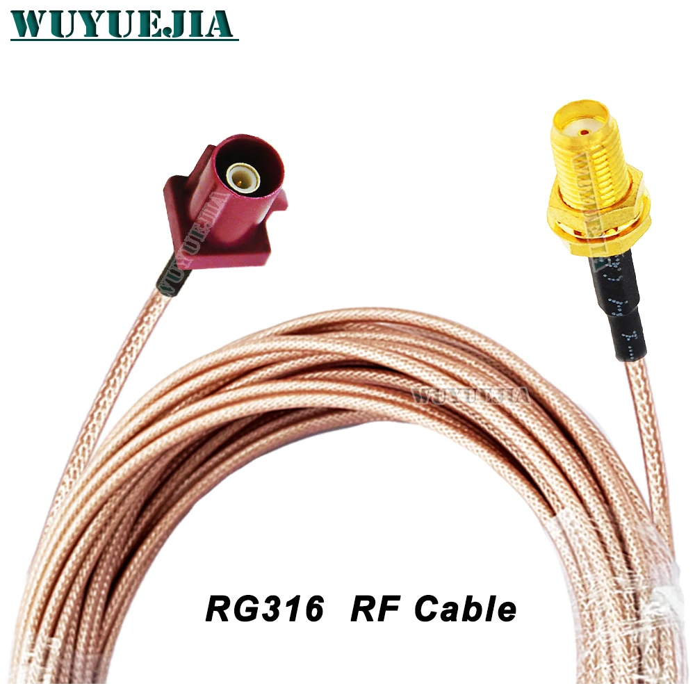 Фото Разъем SMA Female 90° °    Кабель-удлинитель RPSMA Jack Straight - Fakra D Male Plug, 50 Ом, RG316, для GSM-антенн, коаксиальный, радиочастотный, пигтейл №4