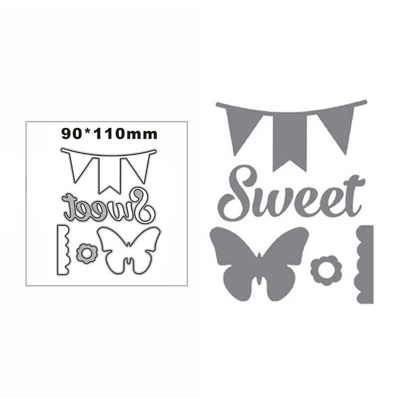 

New Butterfly Flower Flag Metal Cutting Die Scrapbook Template Cutting Card Making Decorative Relief Photo Album Diy Crafts
