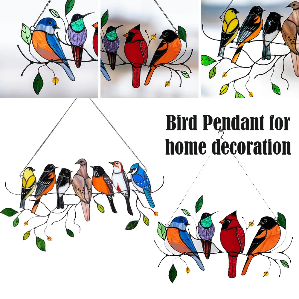 

Pendant Mini Stained Bird Glass Window Hangings Acrylic Wall Hanging Colored Birds Decor Room Accessories Scandinavian Decor Mot