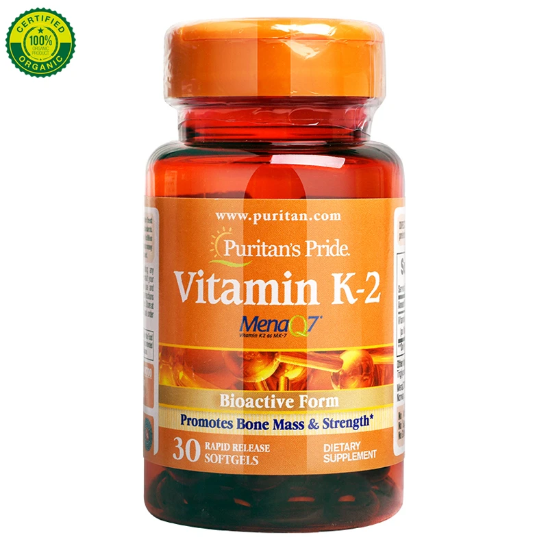 

US Puritan's Pride Vitamin K2 Vitamin K VK Bone Density Osteoporosis 100mcg 30 Capsules