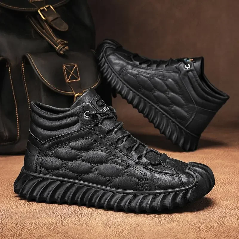 

Мужская обувь, осенние высокие ботинки челси в британском стиле, кожаные ботинки средней высоты, на толстой подошве, мотоциклетные ботинки для мальчиков