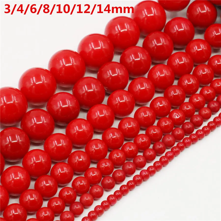 

Imitation Coral Beads 3/4/6/8/10/12/14/16mm Red Round Loose Beads for Jewelry Making Necklace Bracelet Earrings Wholesale