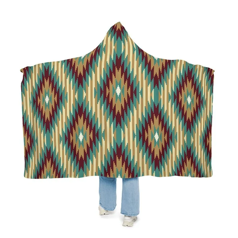 

Snuggle Hoodie Blanket - Mexican Abstract Art - Adult Snuggle Blanket - Camping Blanket - Loungewear - Travel Blanket - Washable