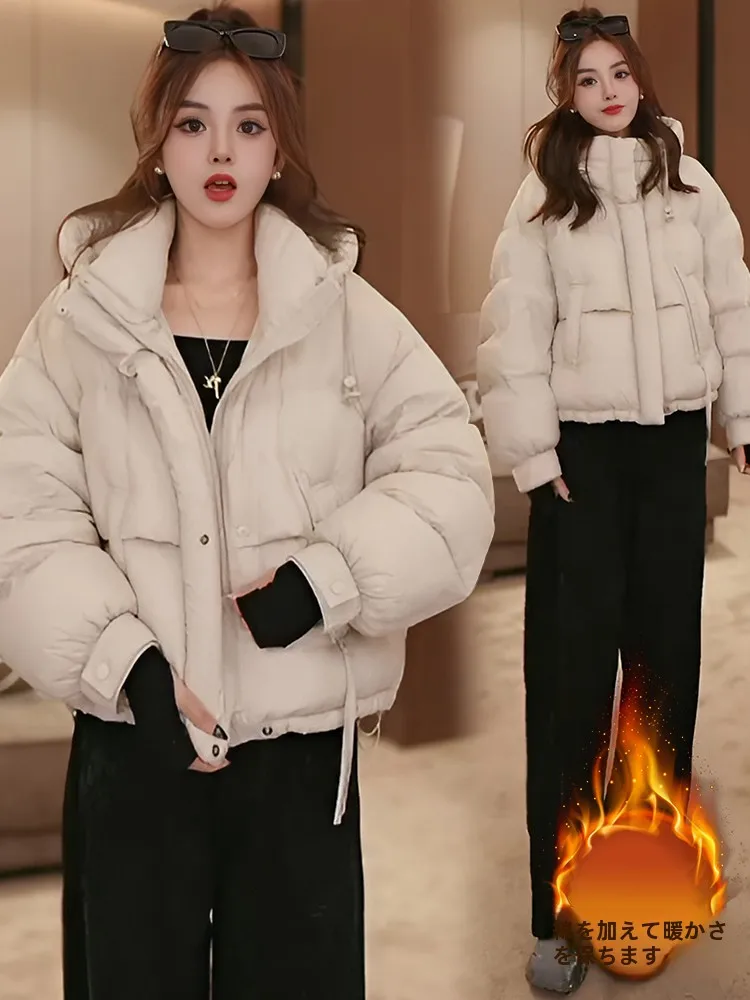 2024 женское пальто с хлопковой подкладкой маленьким капюшоном зимнее новое