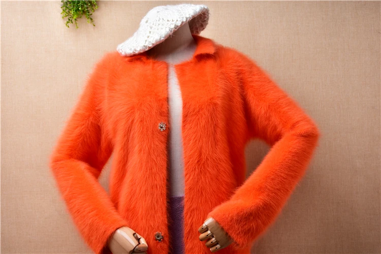 Женская модная осенне-зимняя одежда оранжевый норковый кашемировый вязаный