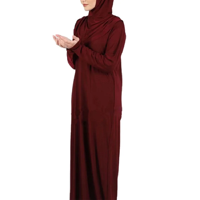 Молитвенная одежда Wepbel в этническом стиле, абайя, мусульманское платье, однотонное платье с капюшоном, сшитое мусульманское платье, кафтан, ...