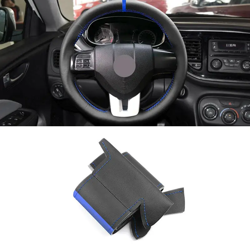 Для Fiat Viaggio 2012 2013 2014 2015 прошитый вручную чехол на руль автомобиля кожаная отделка