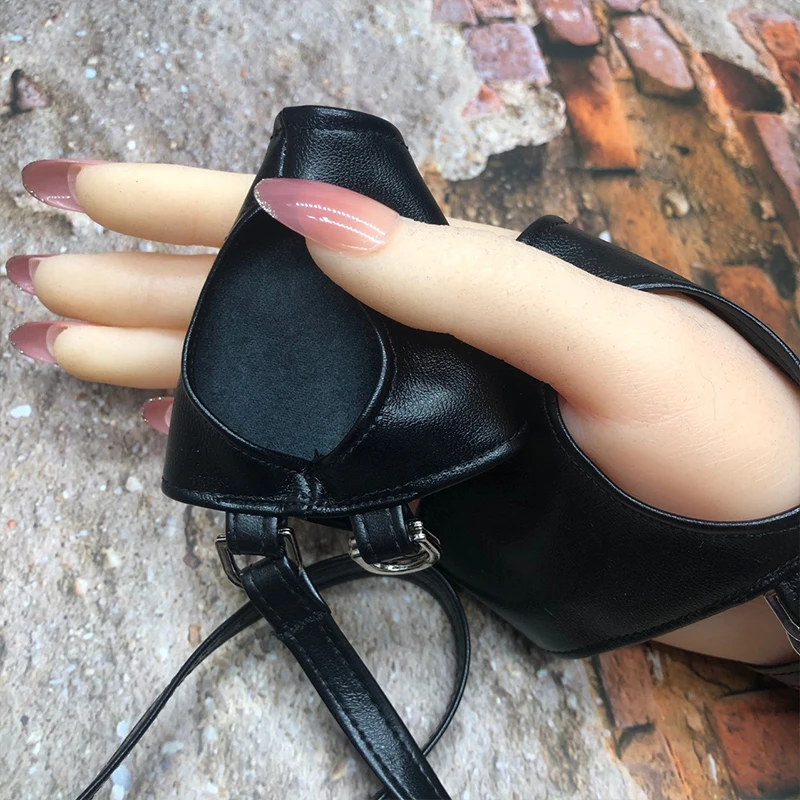 

Lace-up PU Leather Fingerless Gloves Sexy Strappy Punk Non-Slip Palm Belt Up Half Finger Gloves Women Night Club Dacing Gloves