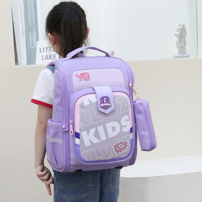 Primary School Students Girl Boy Foldable Large Capacity Mochila New Children Panelled Cartoon School Backpacks with Pen Bag Hot