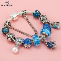 ocean series blue luminous beads cute octopus beaded shell pearl charm bracelet boys and girls original childrens bracelet gift