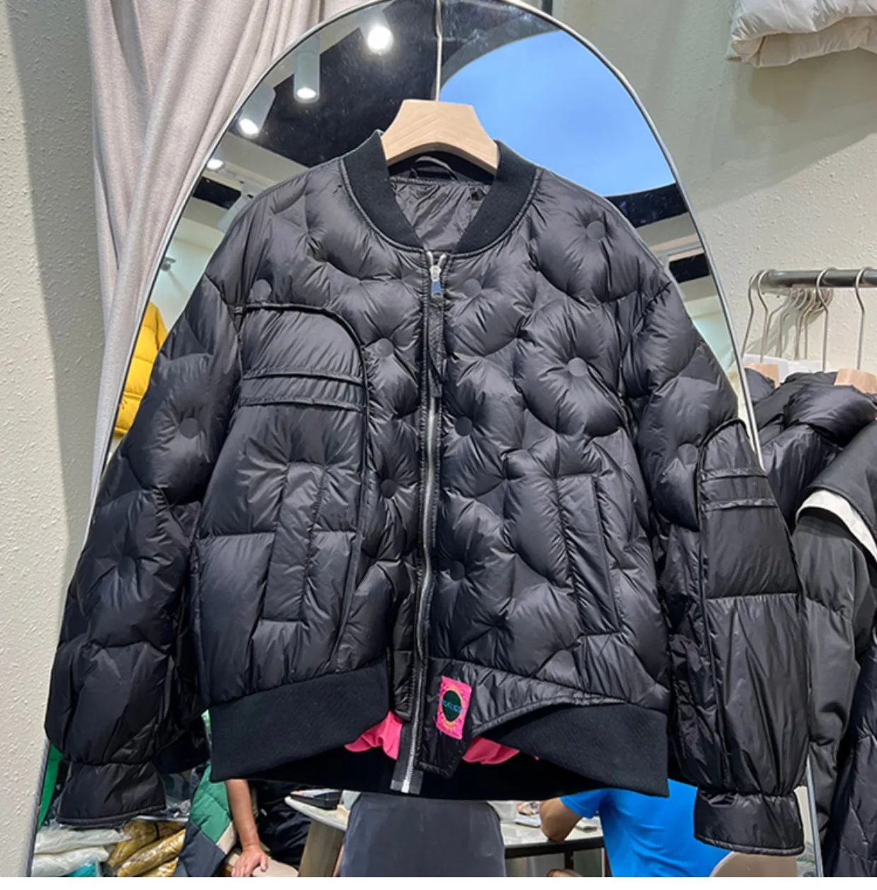 

2022 New Autumn Winter Thin Warm Puffer Jackets Womens Fashion Down Coats Female Short Baseball Uniform Jacket Parkas Tops