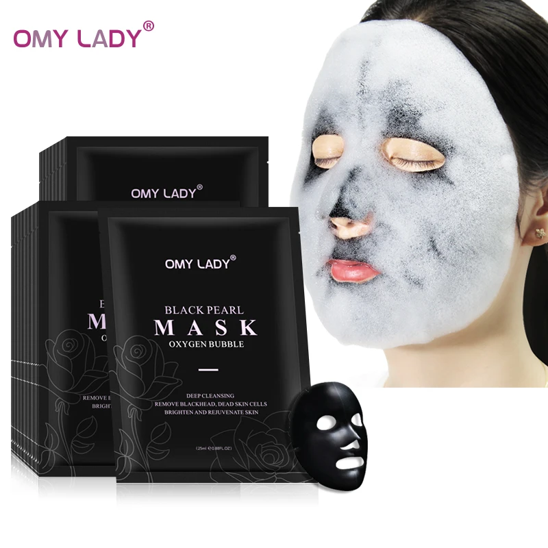 OMY LADY Oxygen Bubble Face Mask Amino Acid Deep Pore Clean Black Face Mask Whitening Facial Skin Care Treatment Mask Face Care