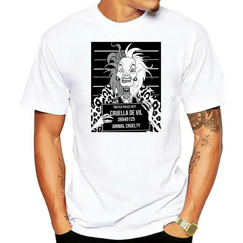 Cruella Fahndungsfoto T-shirt Druck männer Mode T Shirt Baumwolle Kurzarm Sommer Stil T-shirt Tops1
