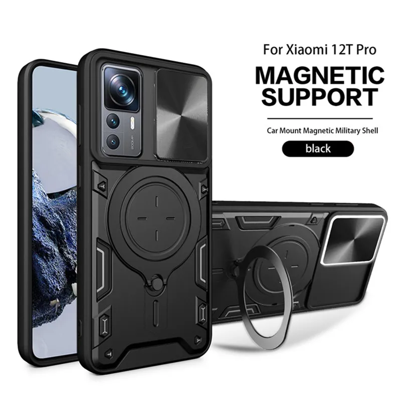 

For Xiaomi 12T Pro Case Car Magnetic Ring Holder Armor Back Cover Xiomi Xiaomy Mi12T Mi 12 T Xiaomi12T Pro Stand Phone Cases