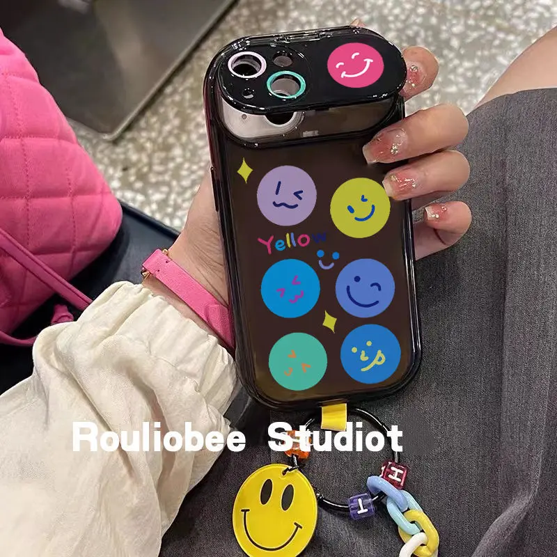 

Fashion Smiley Face Lens Flip Makeup Mirror Back Cover Phone Case For IPhone14Pro 11 12 13 Pro Max Case X XS Max XR 7Plus 8Plus
