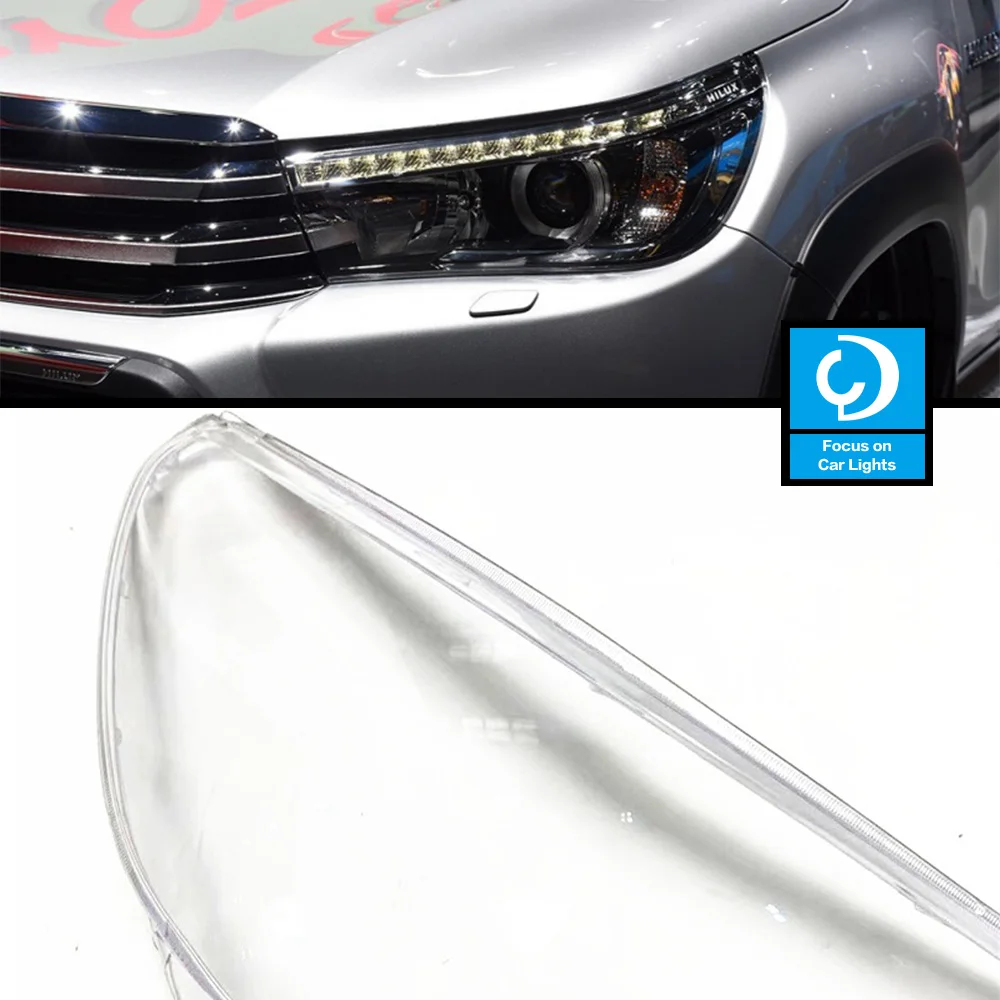 

Car Front Headlight Lens Light Cover Glass Transparent For Toyota Hilux 2015-2019 Head Lamp Lampcover Shade Shell