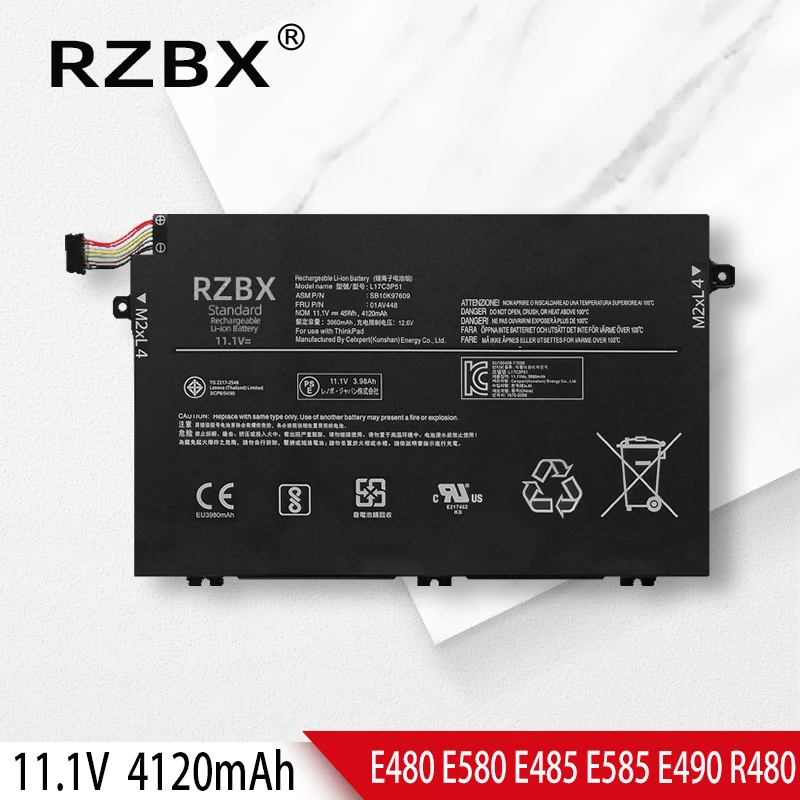 

RZBX New 01AV448 L17M3P52 L17L3P51 L17C3P51 L17M3P52 Laptop Battery For Lenovo ThinkPad E480 E485 E580 E490 E590 E585 R480 R580