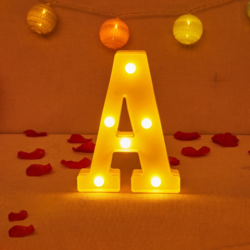 DIY Alphabet LED Light Up Numbers Party Lights Home Wedding Birthday Christmas Valentine's Day New Year Lights Decoration